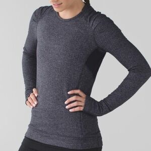 Lululemon Think Fast Long Sleeve Top Sz 6 - Heathered Herringbone Athleisure EUC